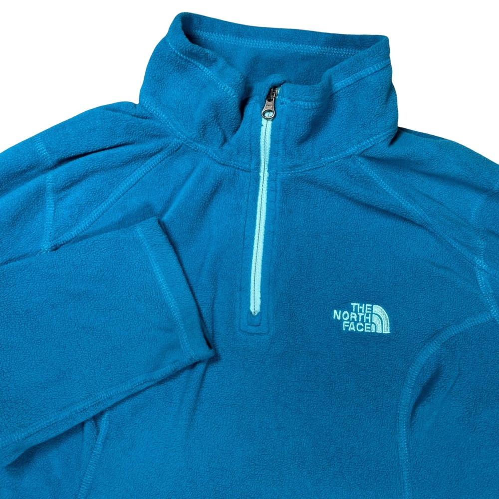 The North Face Fleece Pullover Women Small Blue TKA 100 Quarter Zip Mock Neck